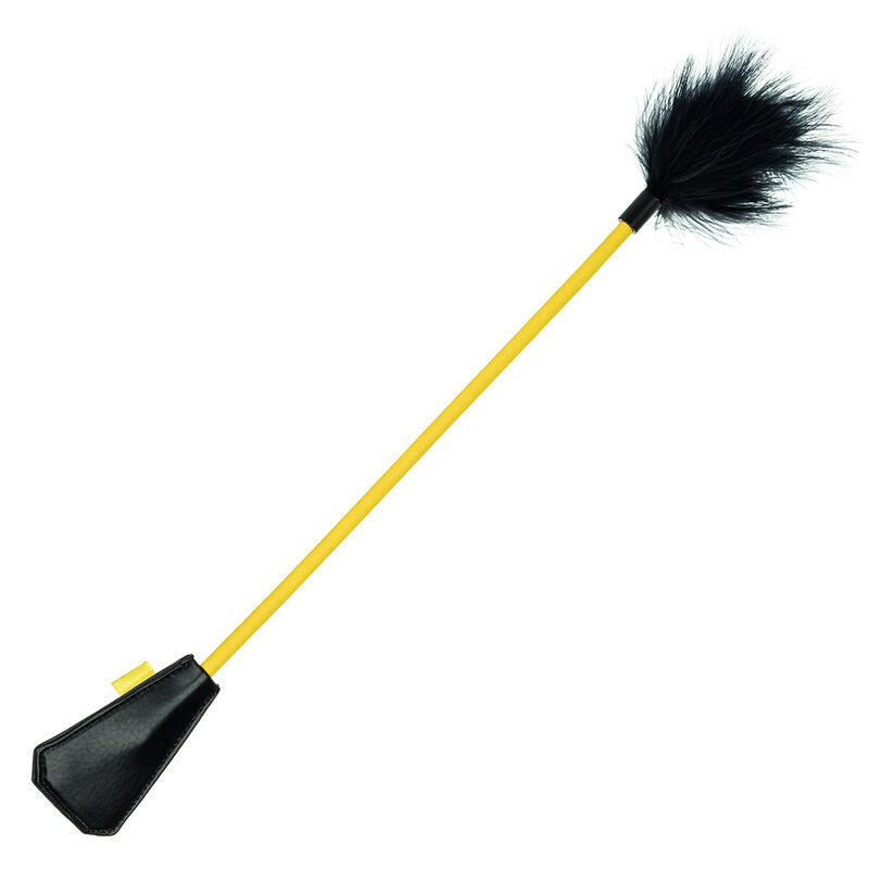 Cravache BDSM Double Extrémité Plumes et Fourrure 53 cm - CalExotics