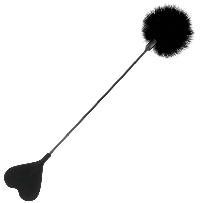 Cravache BDSM Réversible Plume Stimulante 40 cm Noir - Darkness