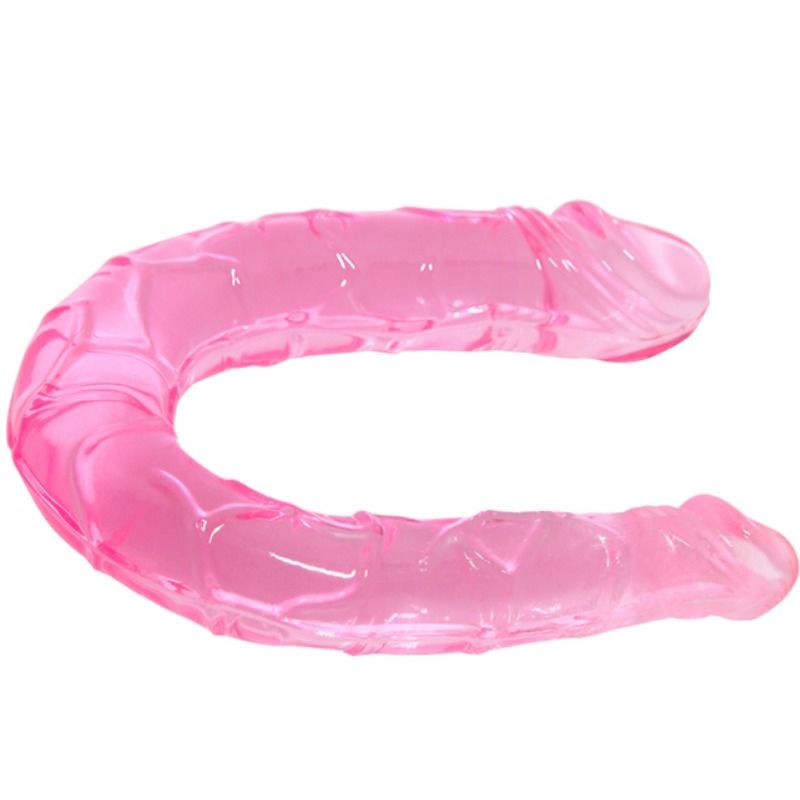 Double Gode Flexible Translucide - 30,5 cm TPR Texturé - Baile