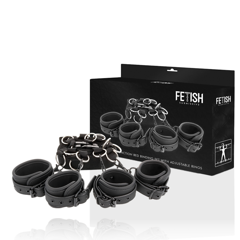 Ensemble Liens de Lit BDSM Doublure Néoprène Cuir Vegan - Fetish Submissive