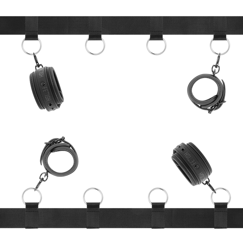 Ensemble Liens de Lit BDSM Doublure Néoprène Cuir Vegan - Fetish Submissive