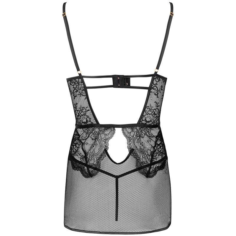 Ensemble Lingerie Baririn Chemise et String Dentelle Noir L/XL - Livco Corsetti
