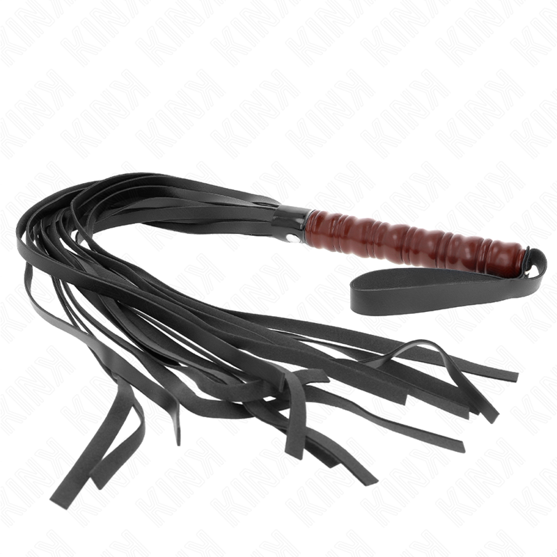 Fouet BDSM Acajou Cuir 53 cm Poignée Ergonomique - Kink