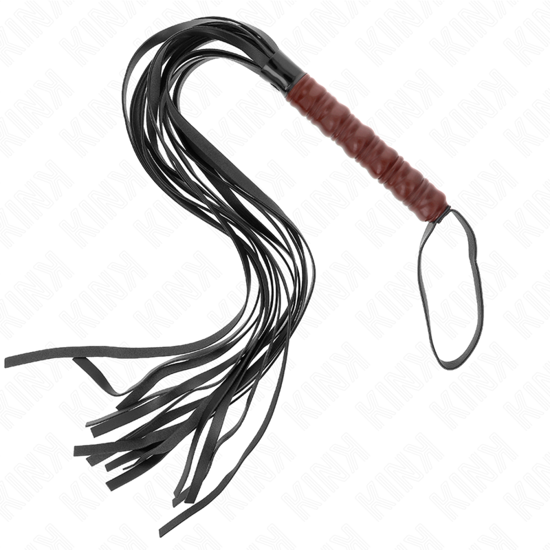 Fouet BDSM Acajou Cuir 53 cm Poignée Ergonomique - Kink
