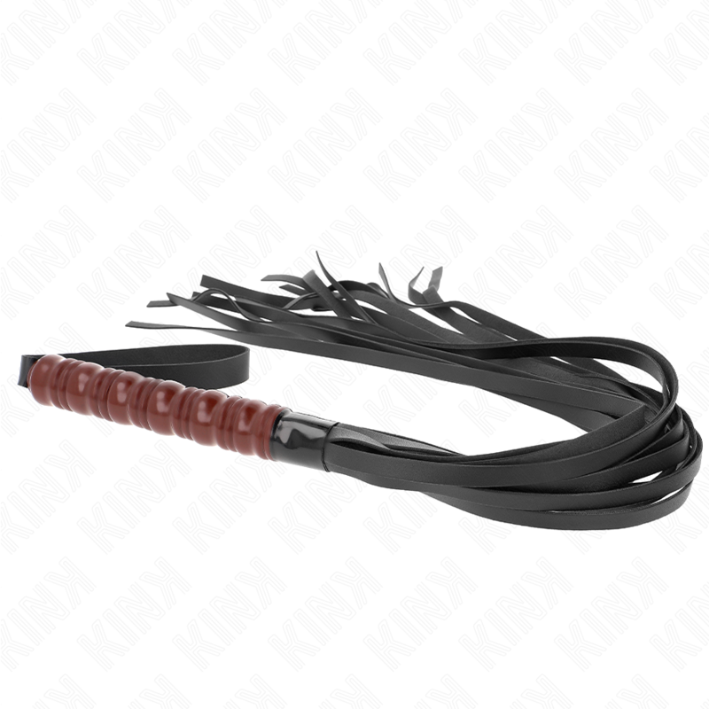 Fouet BDSM Acajou Cuir 53 cm Poignée Ergonomique - Kink