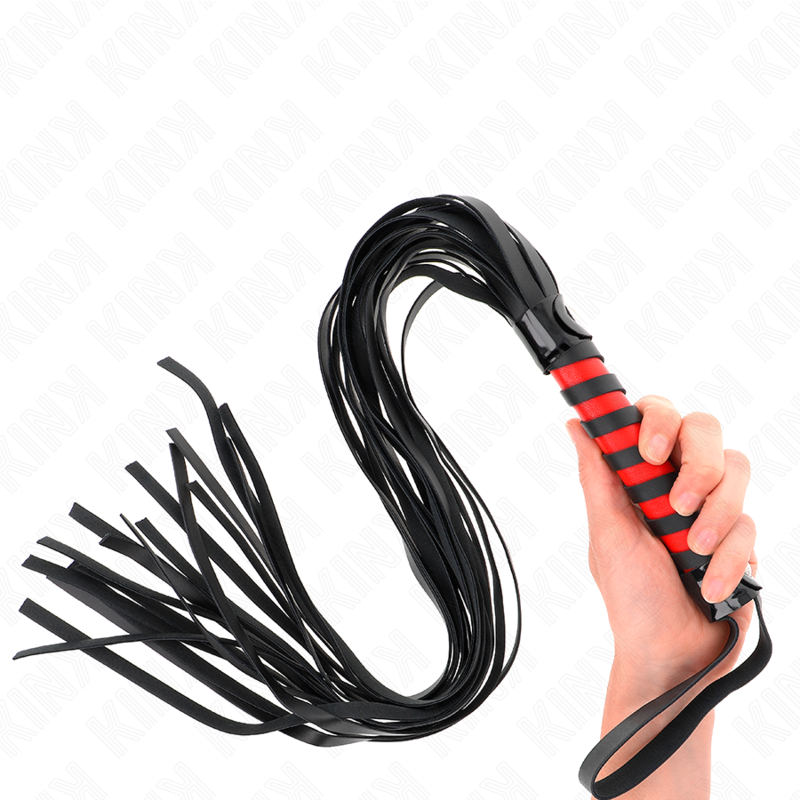Fouet BDSM Long Rayé 70 cm Poignée Ergonomique - Kink