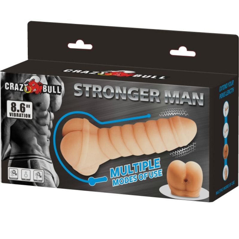Gaine à Pénis Vibrante 2-en-1 Tunnel Texturé 21,8 cm - Crazy Bull