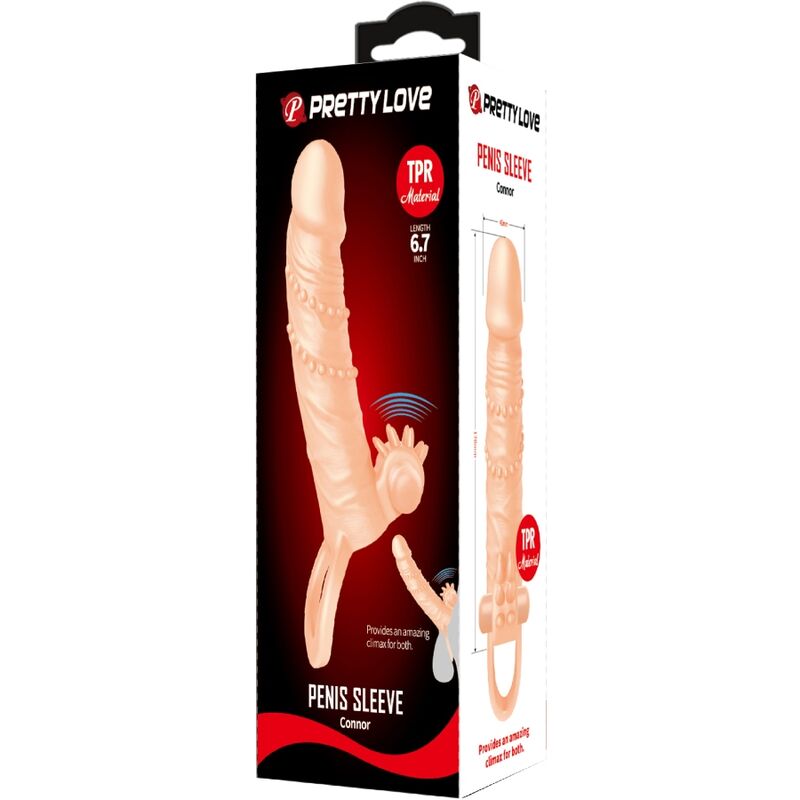 Gaine à Pénis Vibrante Connor TPR Stimulateur Clitoris Étanche - Pretty Love