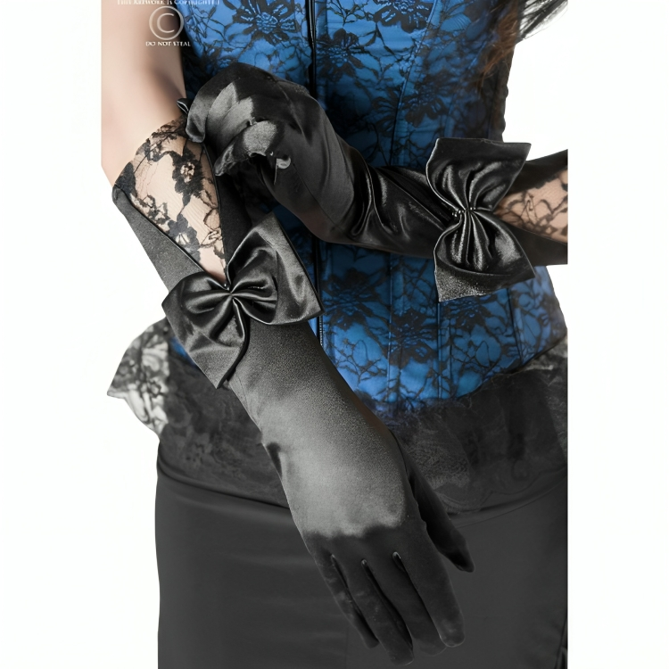 Gants Sensuels CR 3252 Satin Dentelle et Nœud - Chilirose