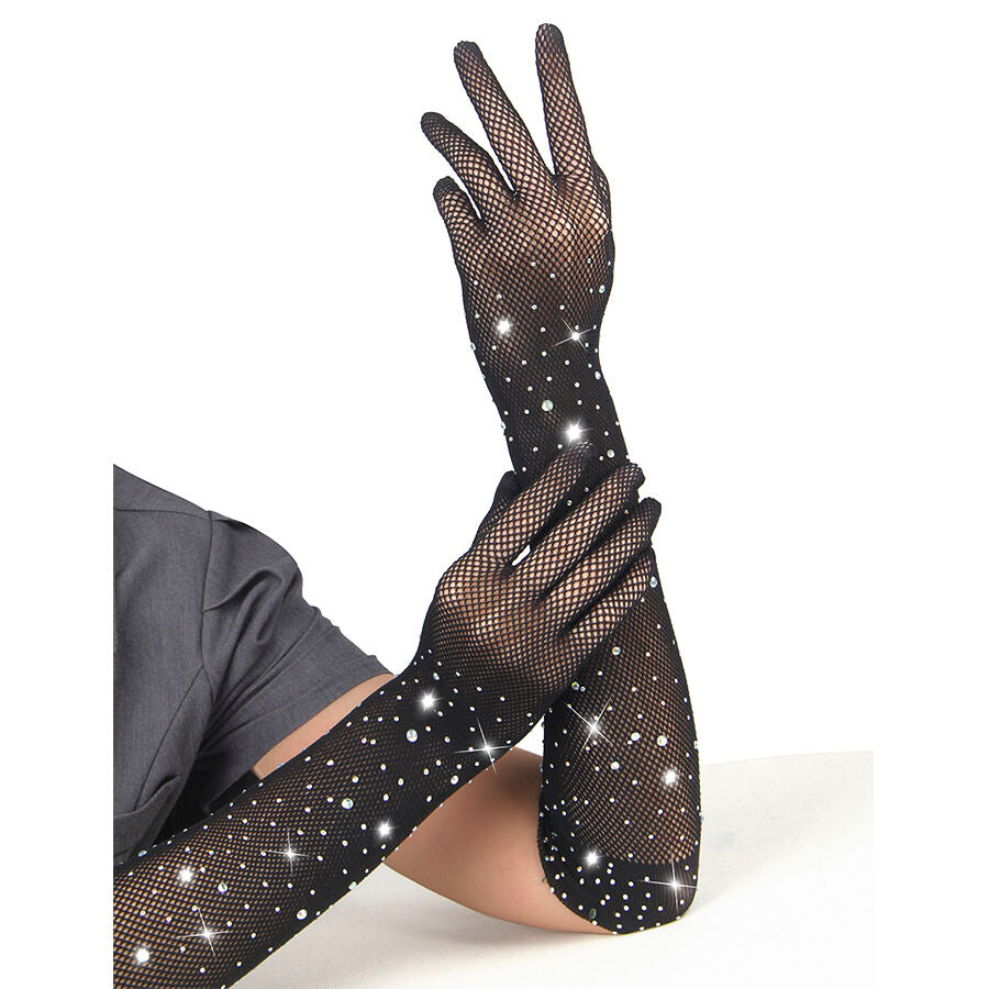Gants Shine Transparents Pailletés Applications Diamant S/M - Subblime
