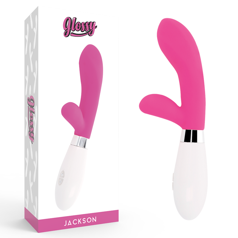 GLOSSY - Vibromasseur Rabbit Jackson - 2 Moteurs 10 Modes Silicone - Glossy LAPIN NOIR