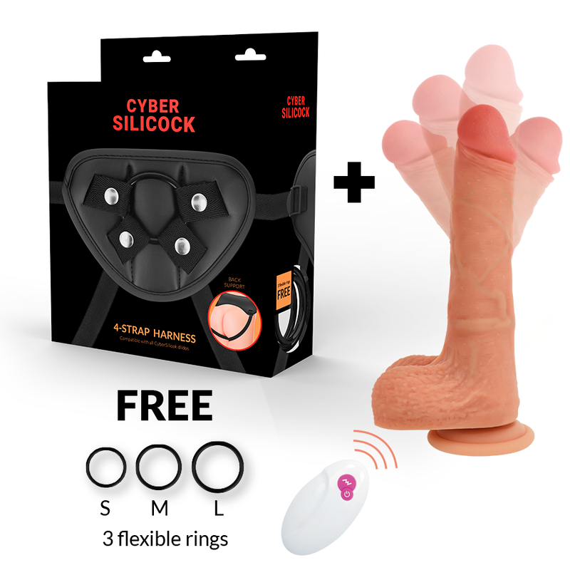 Gode Ceinture Vibrant Mr Rick Télécommandé Va-et-Vient Réaliste - Cyber Silicock
