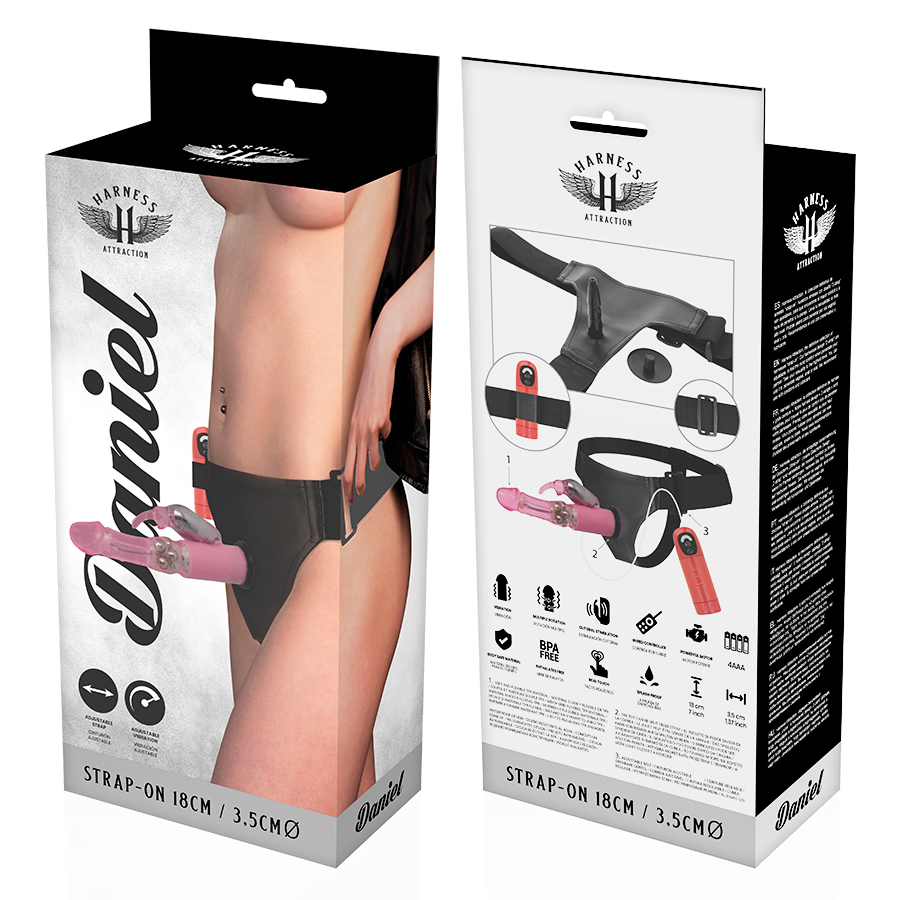 Gode Ceinture Vibrant Rotatif Daniel Réaliste 18 cm Click Harness - Harness Attraction