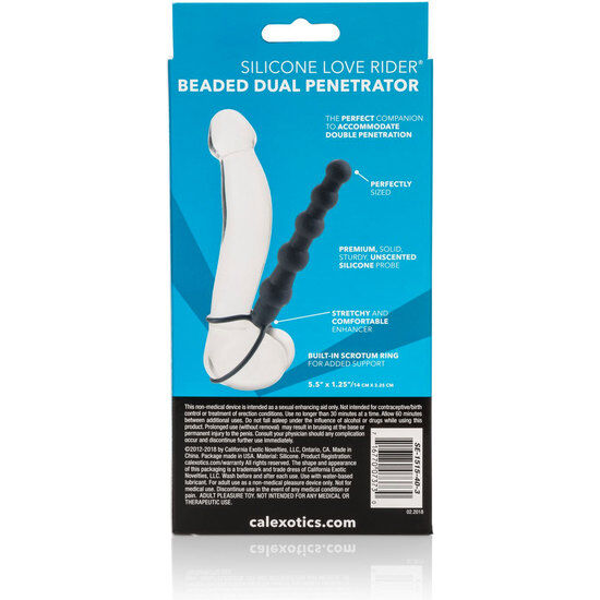 Gode Double Pénétrateur Perlé Love Rider Silicone avec Boucles - CalExotics