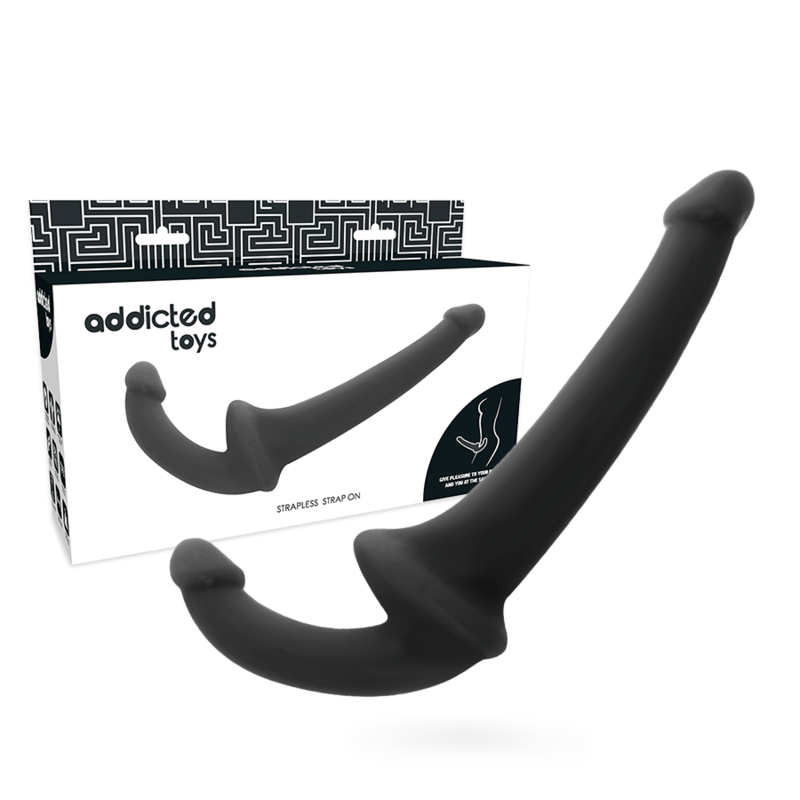 Gode Double Sans Harnais Stimulation Point G Silicone Noir - Addicted Toys