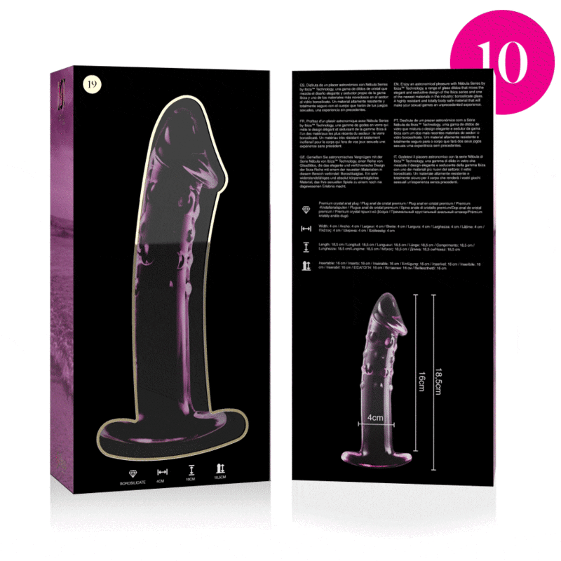 Gode en Verre Borosilicate Modèle 19 Texturé 18,5 cm - Nebula Series By Ibiza