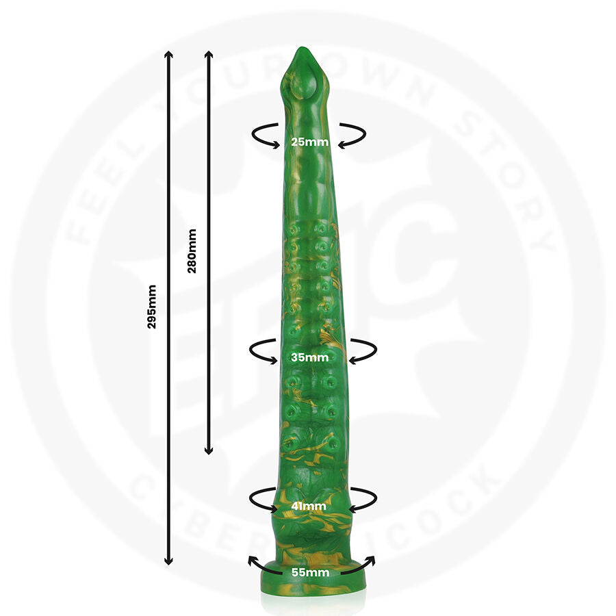 Gode Fantasy Hylos Green Flash Silicone XXL Base Ventouse - Epic Cybersilicock