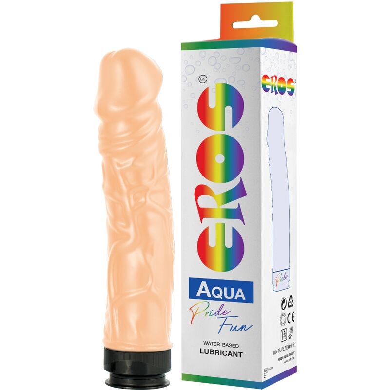 Gode Réaliste Eros Aqua Pride avec Lubrifiant Eau Intégré 23,5 cm - Pride