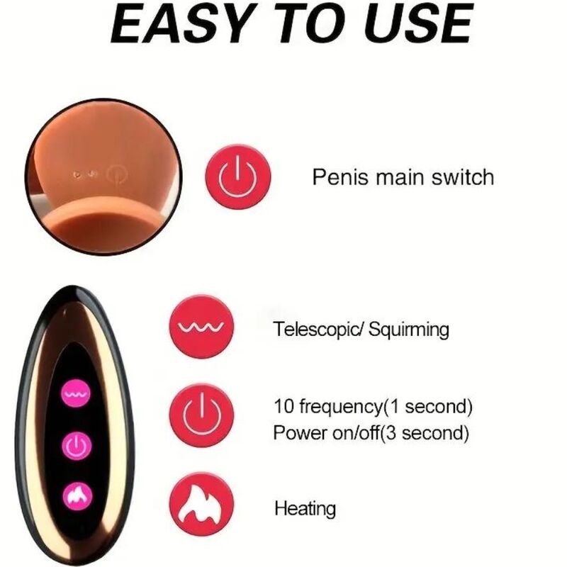 Gode Réaliste Vibrant Rotatif Télécommandé 12 Modes Rechargeable - Armony
