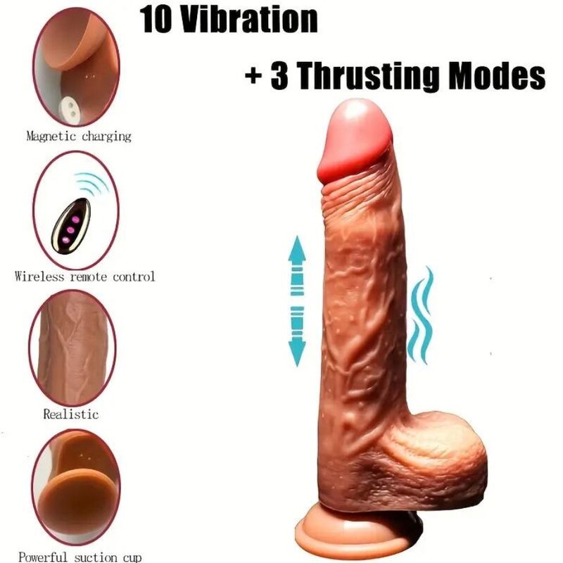 Gode Réaliste Vibrant Rotatif Télécommandé 12 Modes Rechargeable - Armony