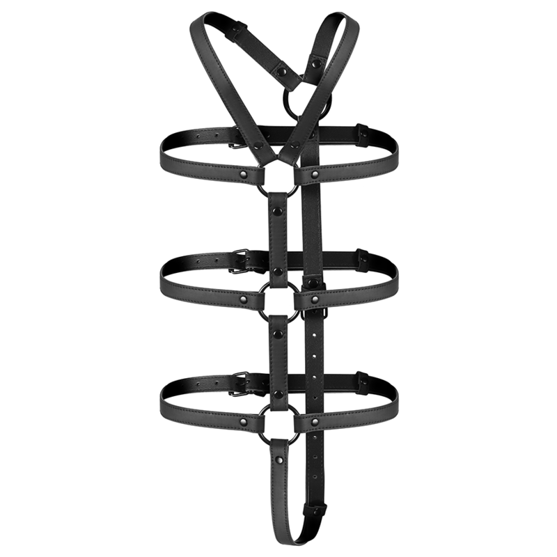 Harnais Bondage Réglable Torse et Bras Cuir Végétalien - Fetish Submissive