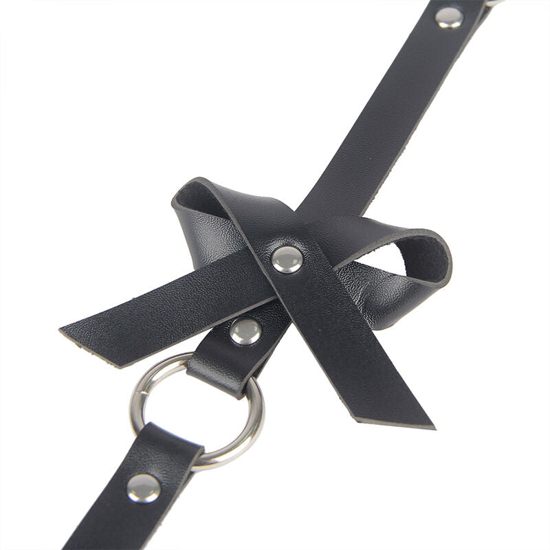 Harnais de Jambe Chaîne Cuir Noir Détail Bijou Taille Unique - Subblime