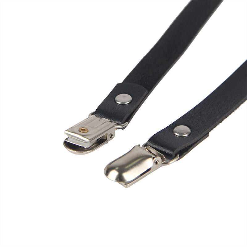 Harnais de Jambe Chaîne Cuir Noir Détail Bijou Taille Unique - Subblime