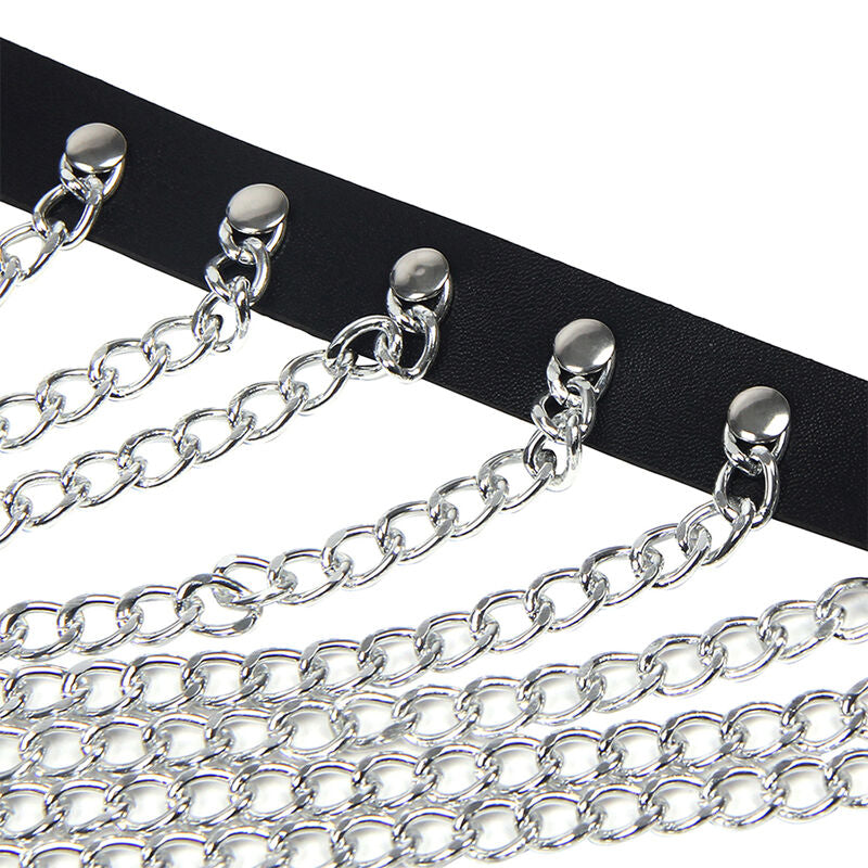 Harnais de Poitrine Cuir Chaînes et Anneaux Taille Unique - Subblime