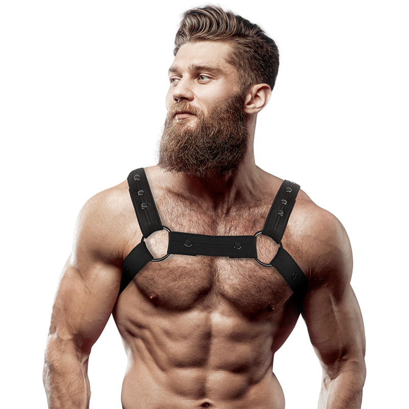 Harnais de Poitrine Homme Réglable Néoprène Multi-Bretelles - Fetish Submissive