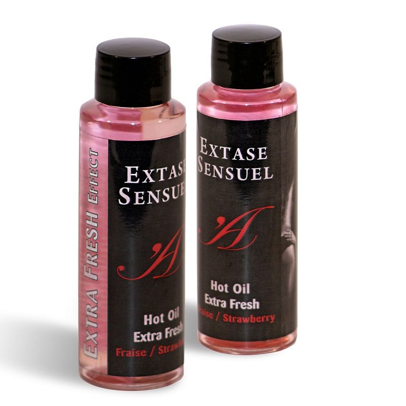 Huile de Massage Effet Froid Fraise 30 ou 100 ml - Extase Sensual
