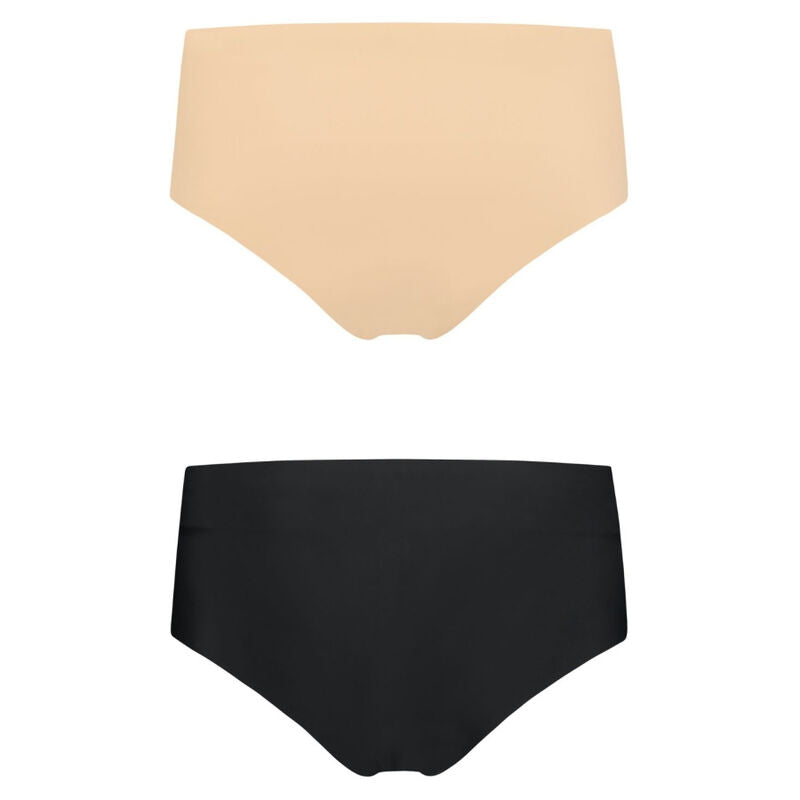 Dos des culottes invisibles Bye Bra beige et noire posées à plat