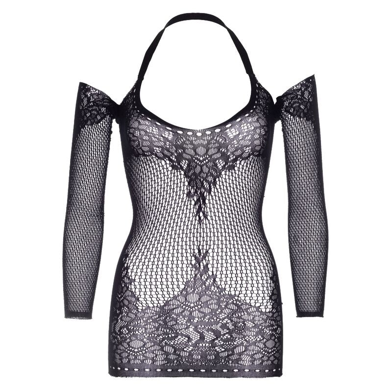 Twist halter lace mini dress one size