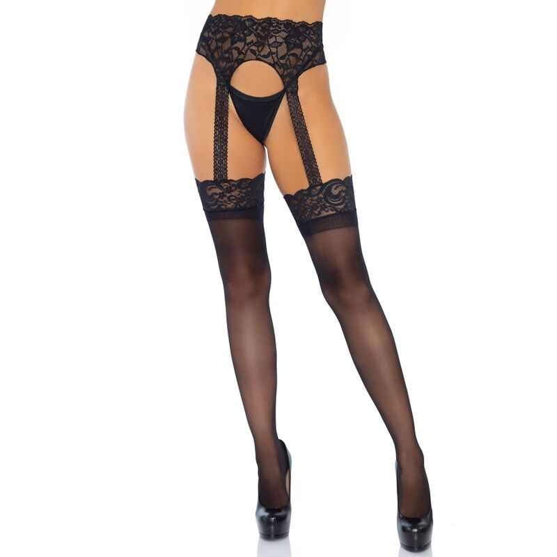 One size opaque suspender stockings