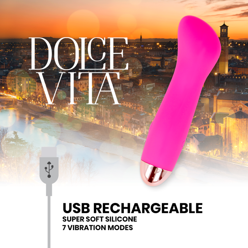 DOLCE VITA - ONE ROSE RECHARGEABLE VIBRATOR 7 SPEEDS
