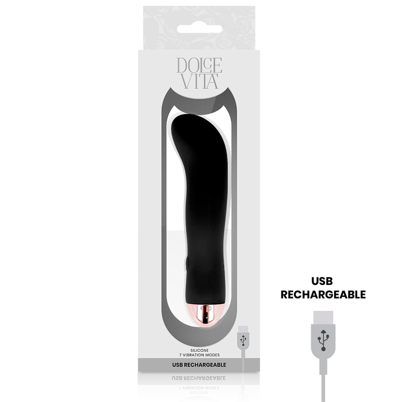 DOLCE VITA - RECHARGEABLE VIBRATOR, TWO BLACK, 7 SPEEDS