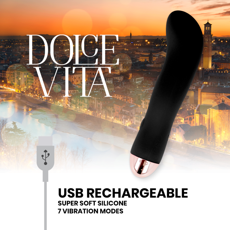 DOLCE VITA - RECHARGEABLE VIBRATOR, TWO BLACK, 7 SPEEDS