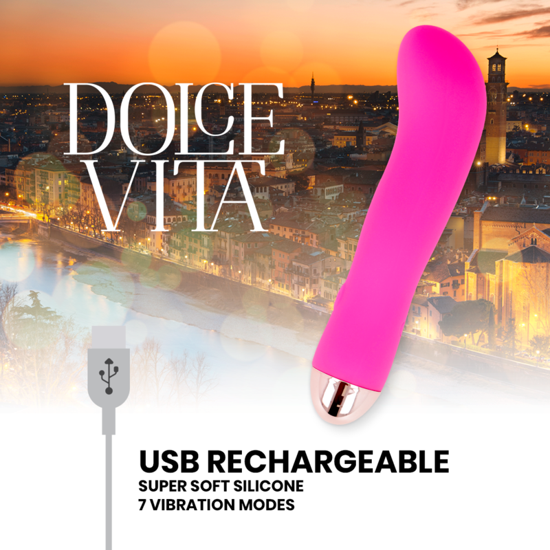 DOLCE VITA - RECHARGEABLE VIBRATOR, TWO PINK LIGHTS, 7 SPEEDS