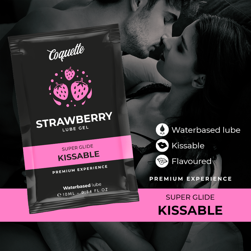 COQUETTE COSMETICS - KISSABLE LUBRICANT WITH STRAWBERRY WATER BASE, 10ML POUCH