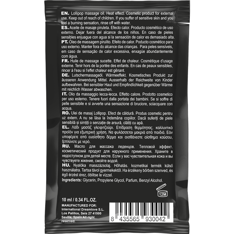 Kissable Pocket Massage Oil with Heat Effect Lollipop 10ml