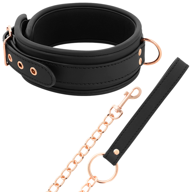 Vegan leather fancy necklace with strap and neoprene lining