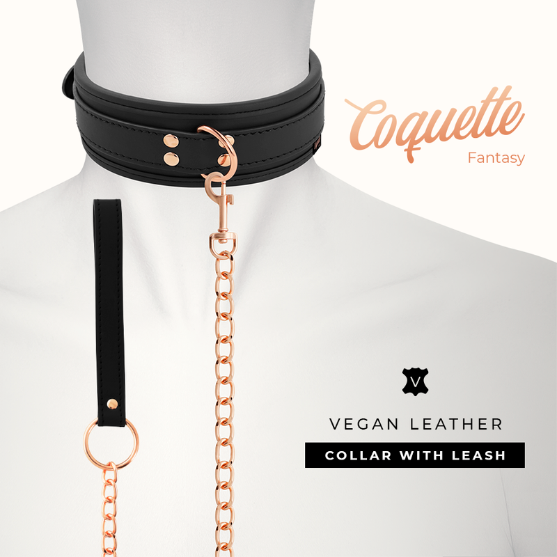 Vegan leather fancy necklace with strap and neoprene lining