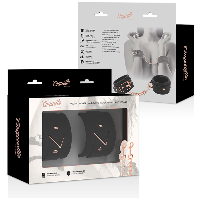 COQUETTE CHIC DESIRE - FANTASY VEGAN LEATHER HANDCUFFS WITH NOPREN LINING