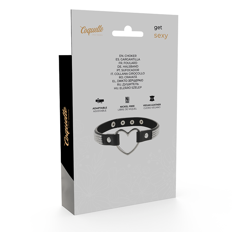 COQUETTE CHIC DESIRE - VEGAN LEATHER CHOC NECKLACE WITH HEART