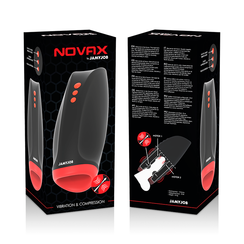 Novax masturbator with vibration and compression