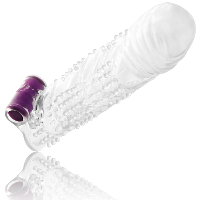 Textured penis sleeve with vibrating bullet