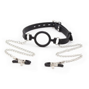 Ring gag with chains and telenol clamps