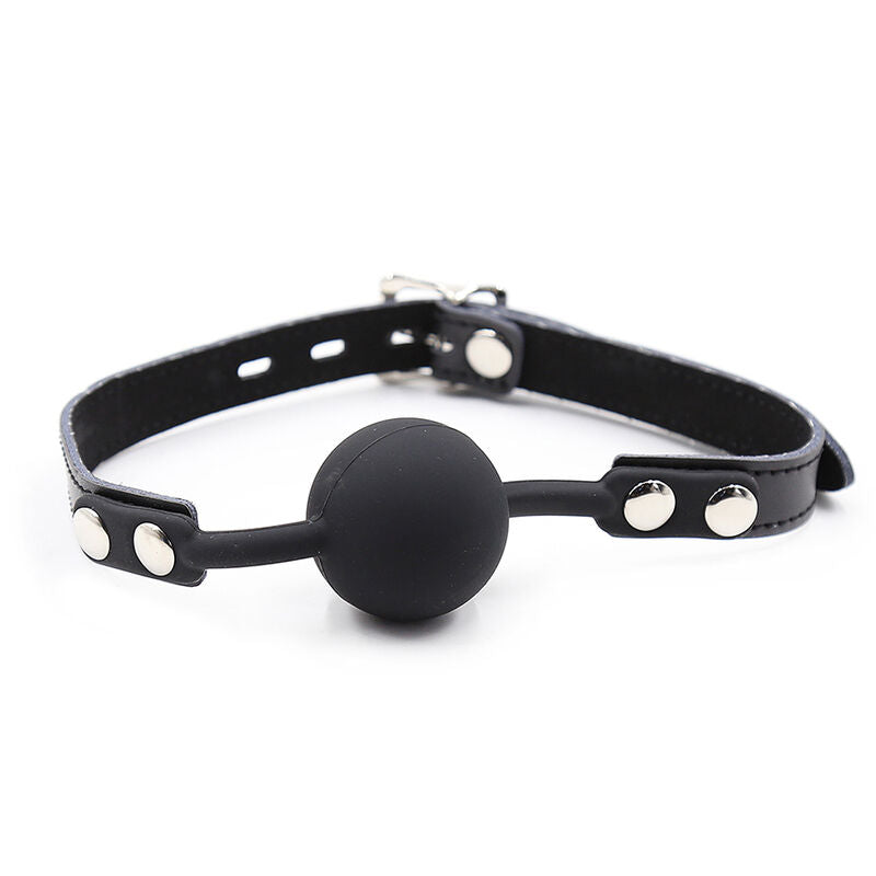 Silicone ball gag with leather belt (lock included)