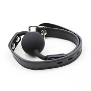 Silicone ball gag with leather belt (lock included)