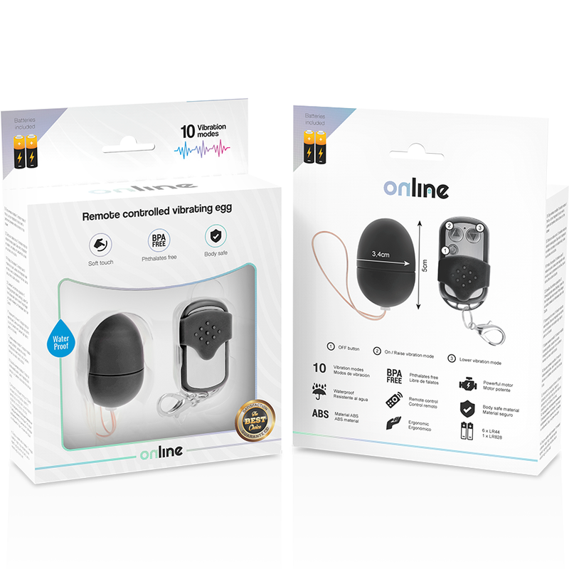 ONLINE - VIBRATING EGG WITH REMOTE CONTROL, BLACK