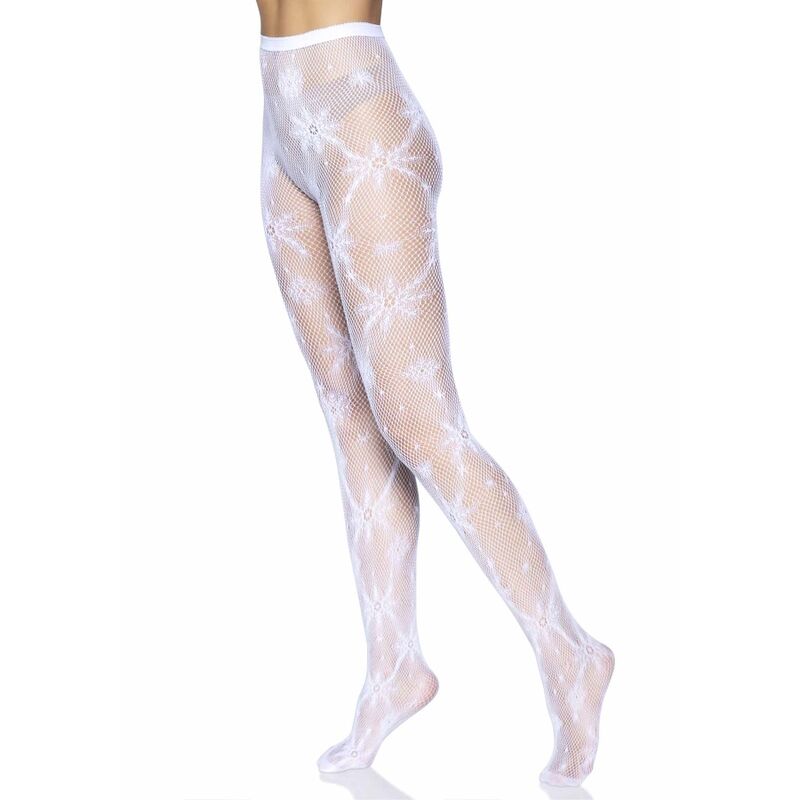 Snowflake fishnet tights one size